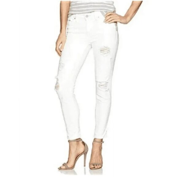 Calvin Klein White distressed ankle skinny jean - Size 12 - Picture 1 of 10